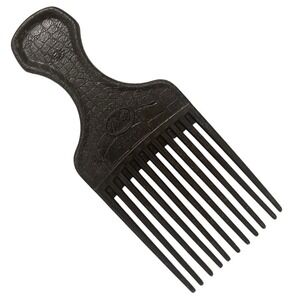 Vintage Goody Large Black Lift Hair Pick Faux Croc Snake Skin‎ Leather Comb